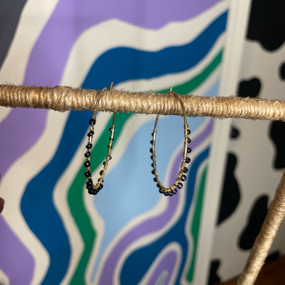 Gold/ Black Hoops  Earrings